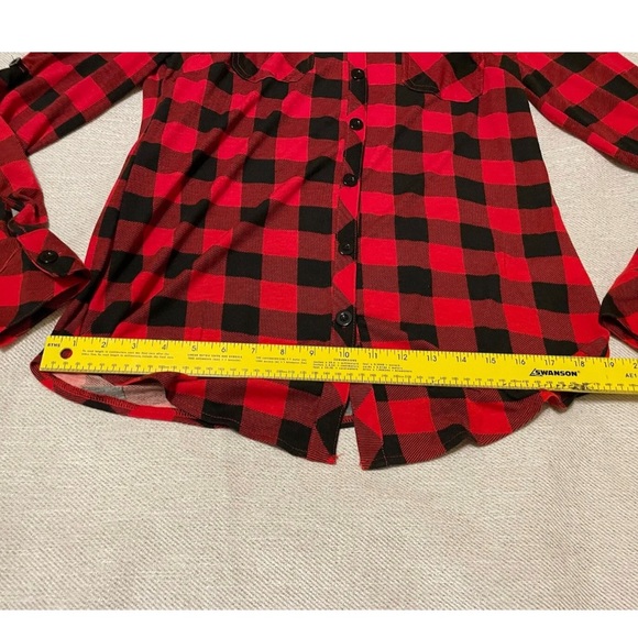 DJT Women’s Roll Up Long Sleeve Collared Button Down Plaid Shirt Medium NEW - Picture 5 of 11